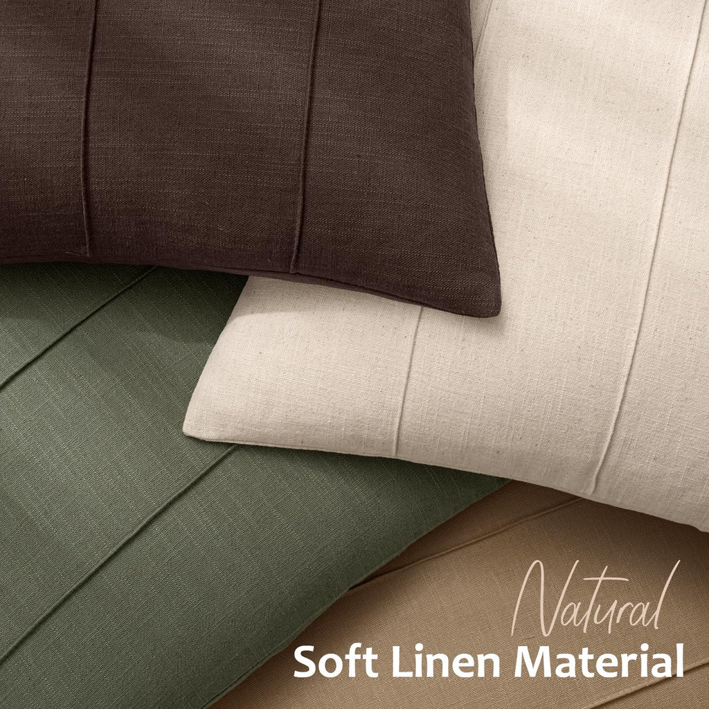 Fall Decorative Linen Throw Pillow Covers 18x18 Brown Striped