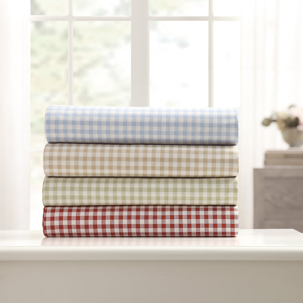 Gingham Cotton Sheet Set (Full, Red)