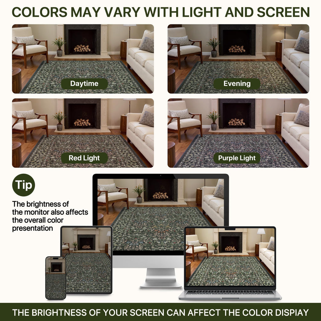 Washable Kitchen Runner Rug, Non Slip Mat, Emerald Green