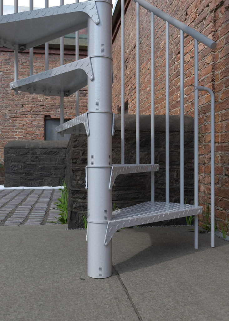 Austrian Outdoor Spiral Staircase Steel Galvanized+Black/White/Anthracite Painted Tube/Cable Railing Option 47.24"