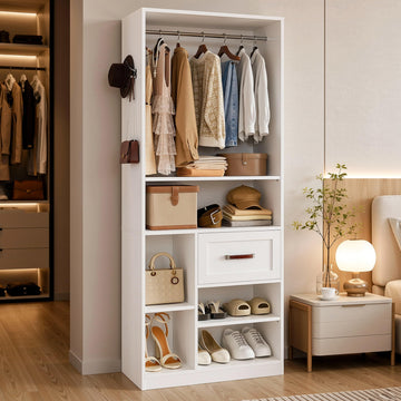 31.5" Closet Organizer System with 2 Adjustable Shelves, White