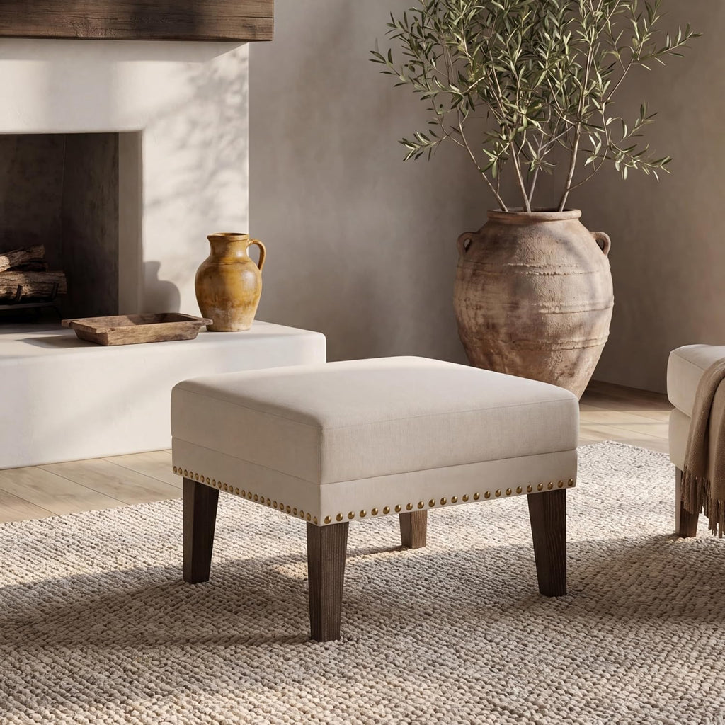 High Wingback Accent Chair and Ottoman Set, Mid-Century Modern Club Comfy Reading Armchair, Lazy Side Sofa Chair