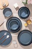 24 Piece Starry Blue Ceramic Dish Set,Plates and Bowls Set for 8,Dinnerware Sets for Hosting