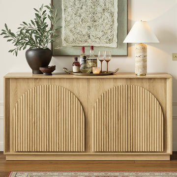 65" Sideboard Buffet Cabinet with Storage, Modular Credenza, Oak