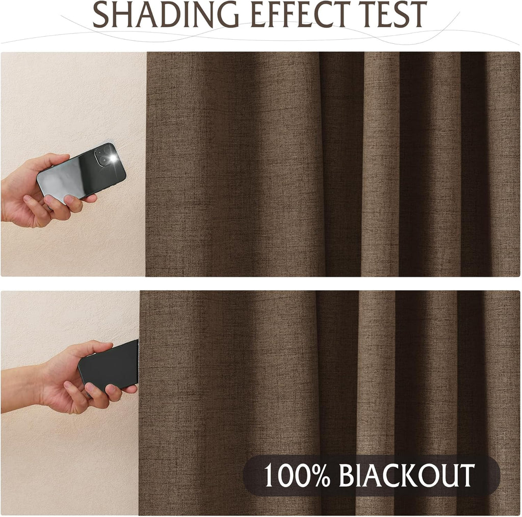 100% Blackout Polyester Textured Curtains (Set of 2 Panels) 90 Inch Long