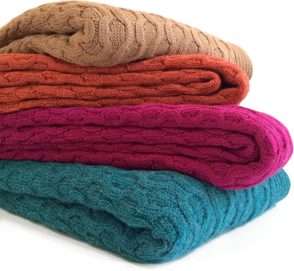 Theo Texture Throw - 100% Baby Alpaca - Peony