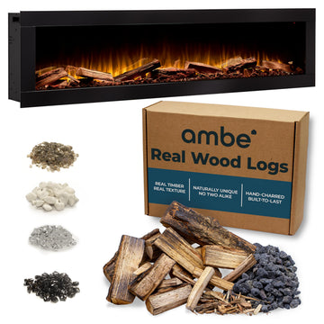 Linear 72" Electric Fireplace, Realistic Flames, Hidden Vents - Oak