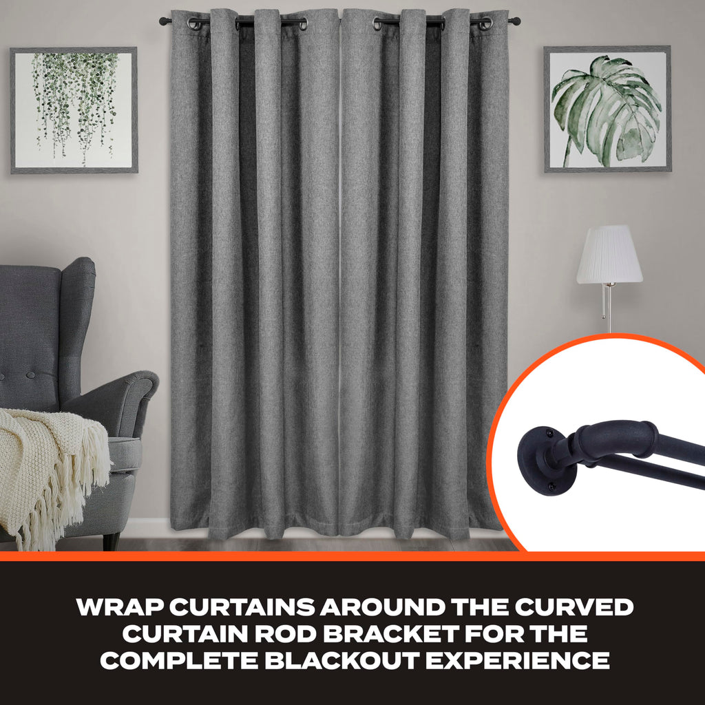 Bronn Double Curtain Rod, Industrial Pipe Wraparound Design, Durable Textured Steel for Indoor/Outdoor Use, 3/4" &
