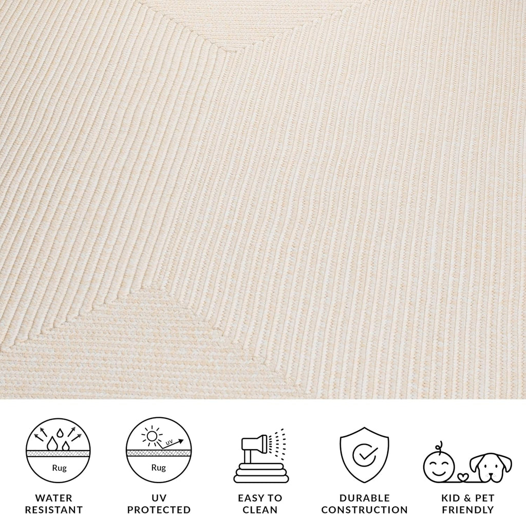 Braided Indoor/Outdoor Oval Rug 4x6, Ivory & Beige BRD315B