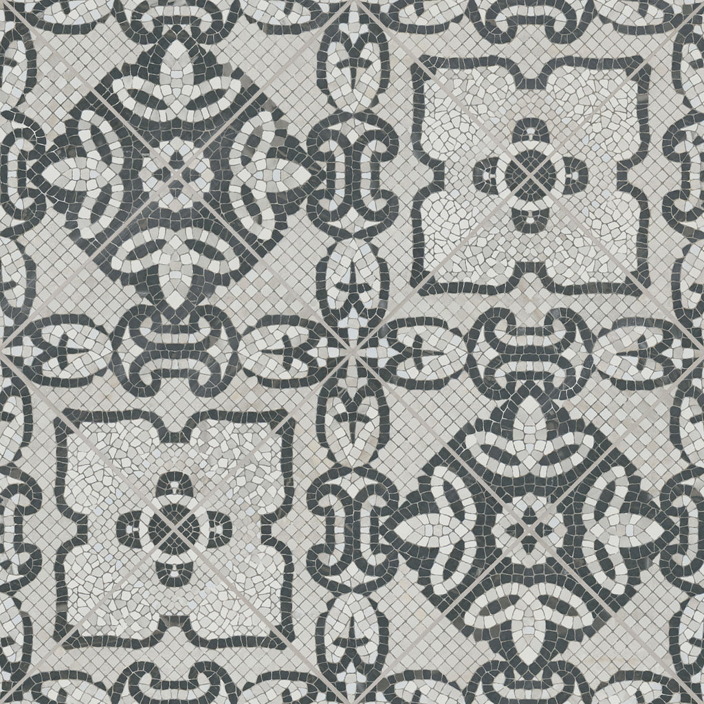Porcelain Encaustic Floor & Wall Tile | Galleria Amalfi Bianco |8" x 8"