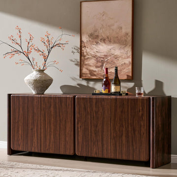 66" Modern Buffet Cabinet w/Storage, Large Sideboard, Brown