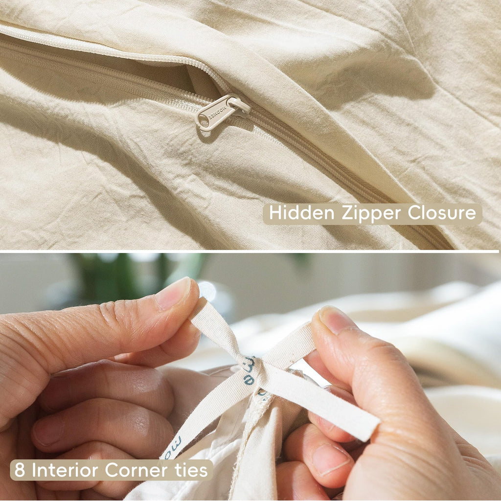 Duvet Cover Set 100% Washed Cotton Linen Like Super Plus