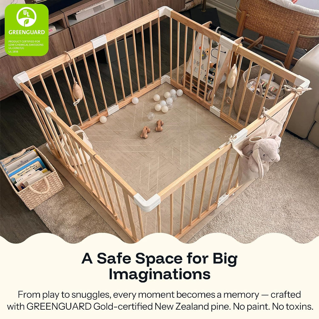 Grovi Wooden Playpen, Play Yard, Playpen for Babies and Toddlers | GREENGUARD Gold Certified, BSA Verified, New