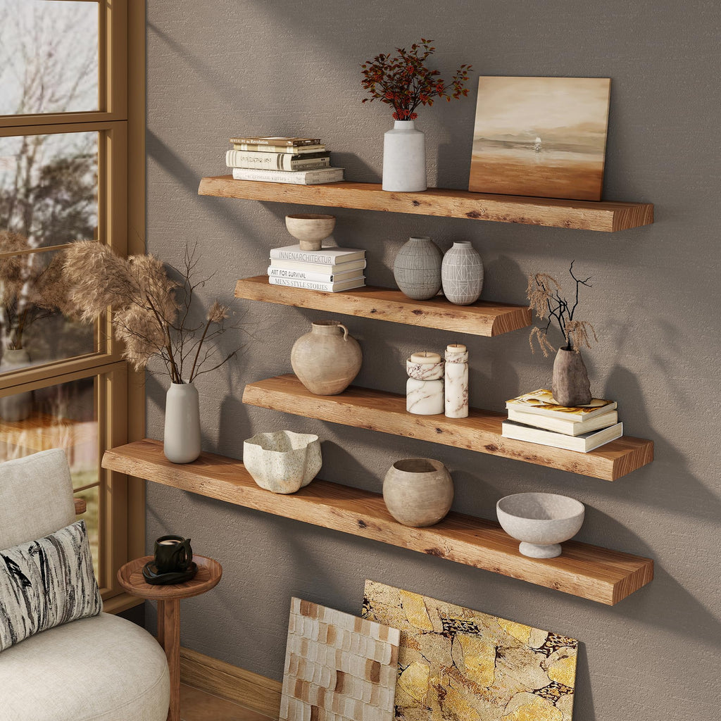 36in Wood Floating Shelves for Wall Mounted, 2Pack|Natural