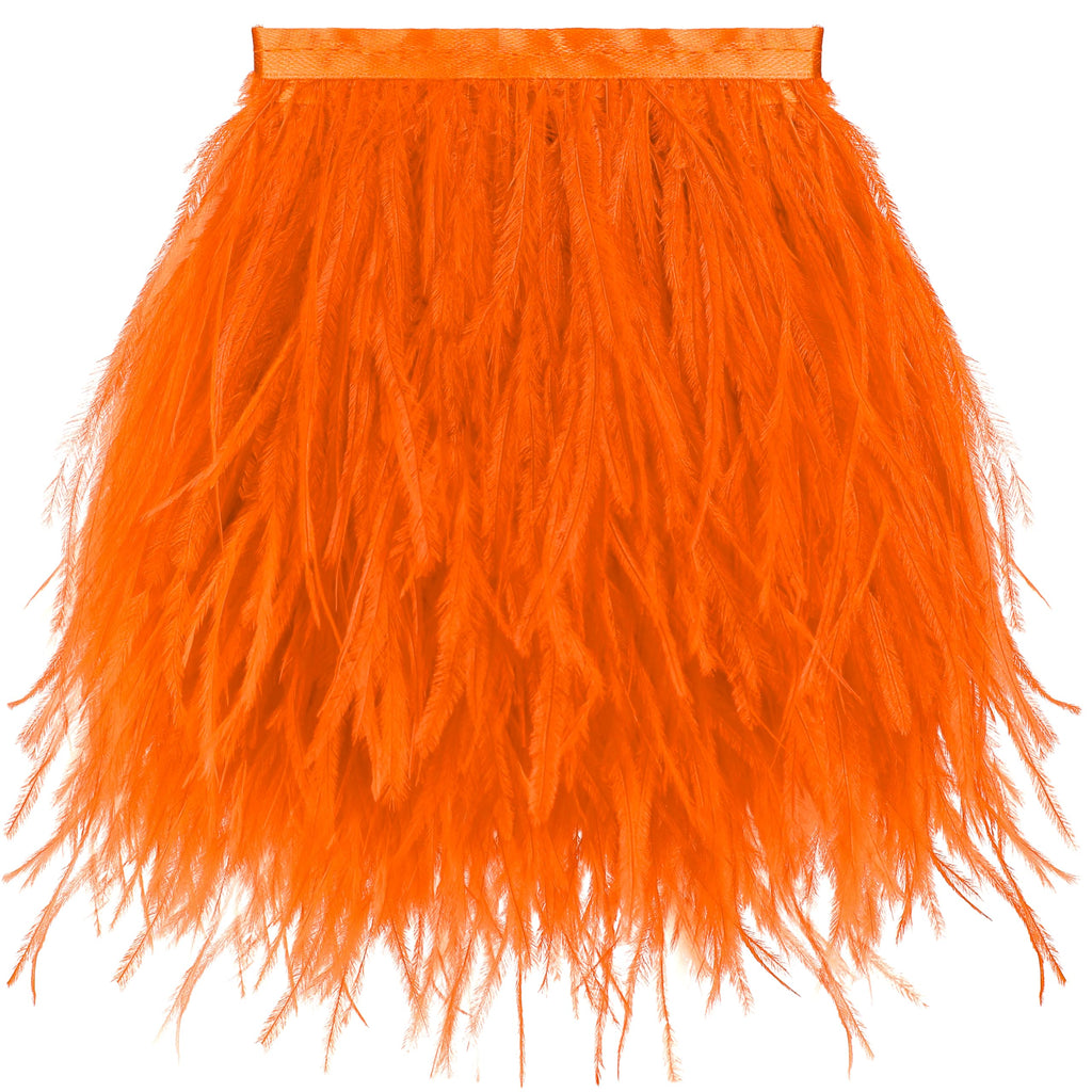 4-5inch Orange Ostrich Feather Trim for Sewing,2Yards