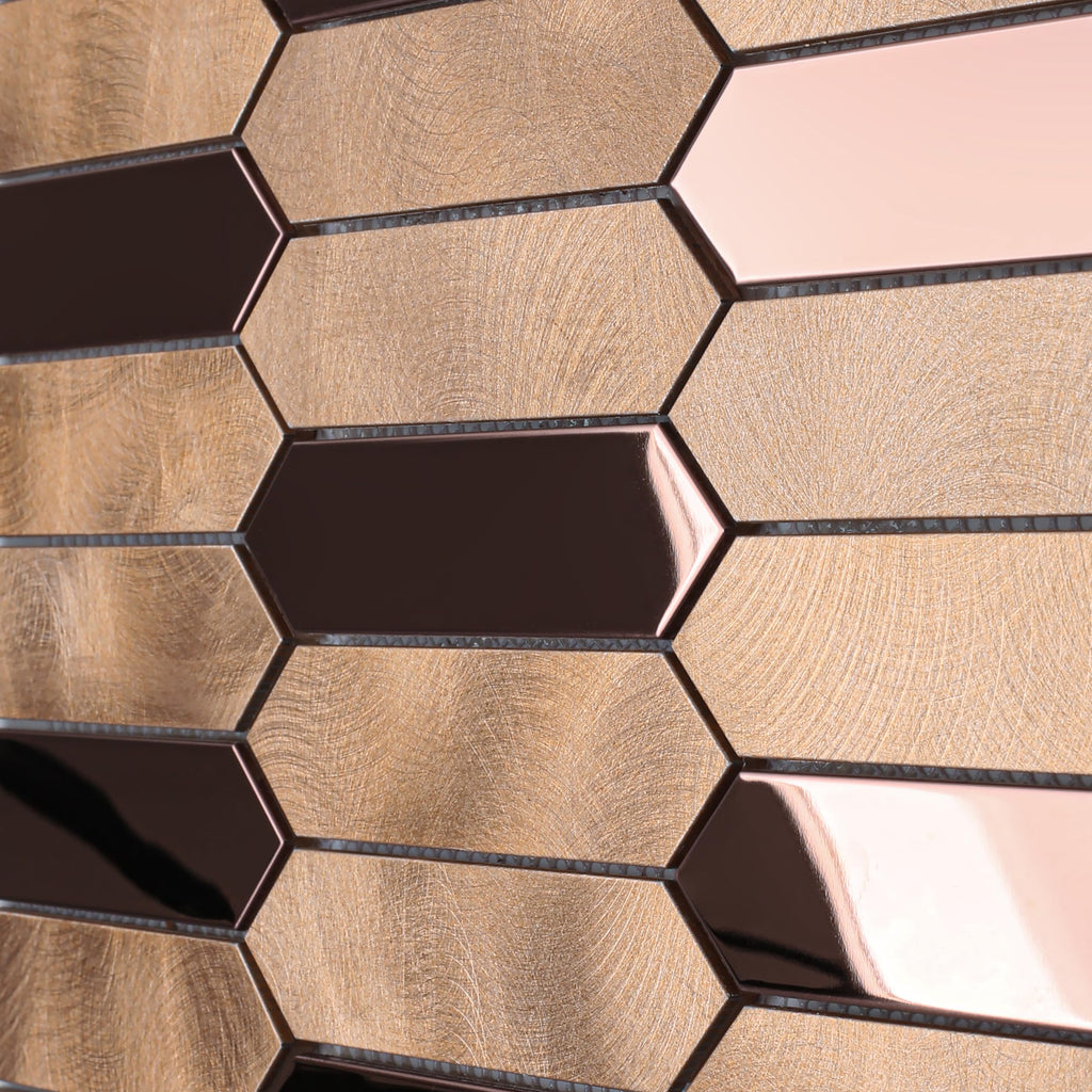Champagne Gold Tile Long Hexagon Mosaic Tiles Backsplash Wall Bath Shower Floor Real Metal Tile5 Sheets:
