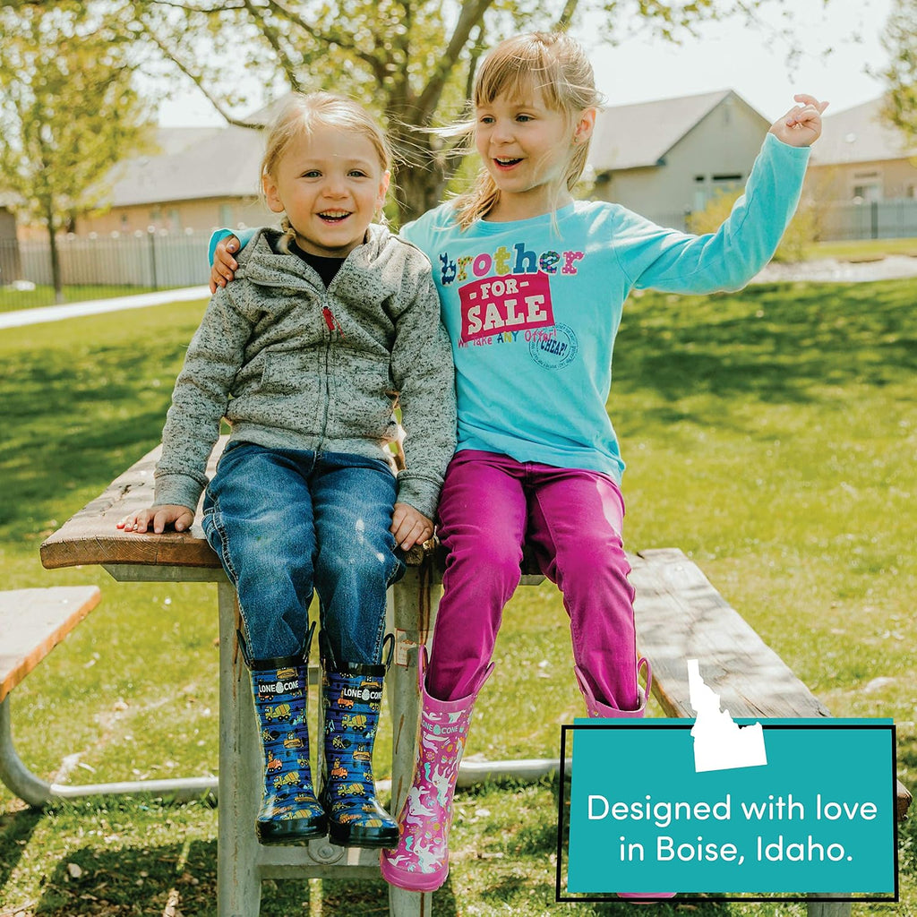Rain Boots with Easy-On Handles in Fun Patterns for Boys and Girls