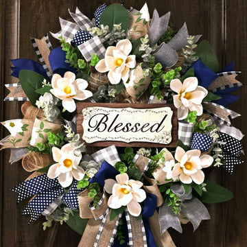 Wreaths for Front Door, 22 Inch Magnolia Door Wreath, 2 Pcs