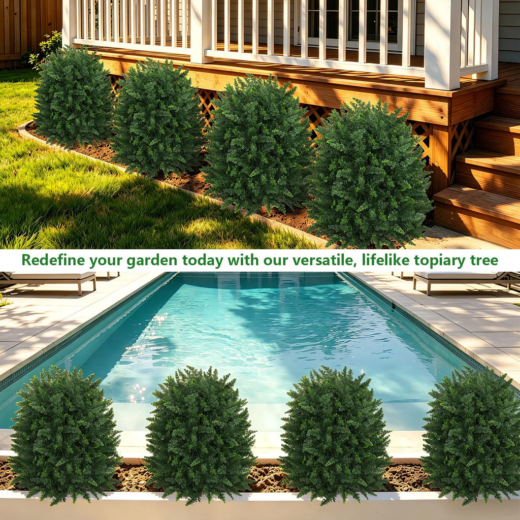 2 Pack Artificial 28.7 Inches Cedar Topiary Trees with Ground Spikes