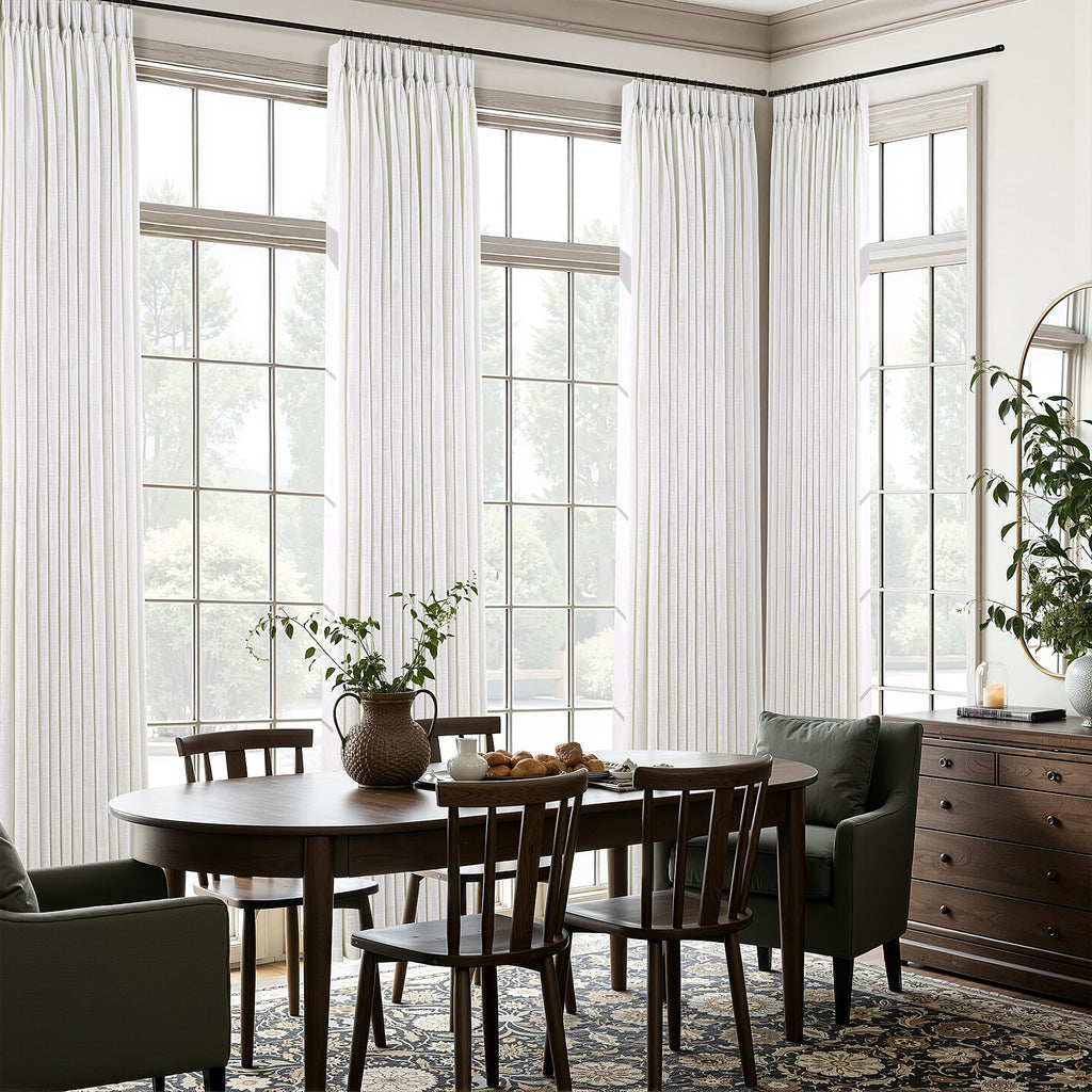 60 Inch Extra Wide Pinch Pleated Linen Curtains 120 Inch Length Bedroom Natural Cream Beige Privacy Drapes Light