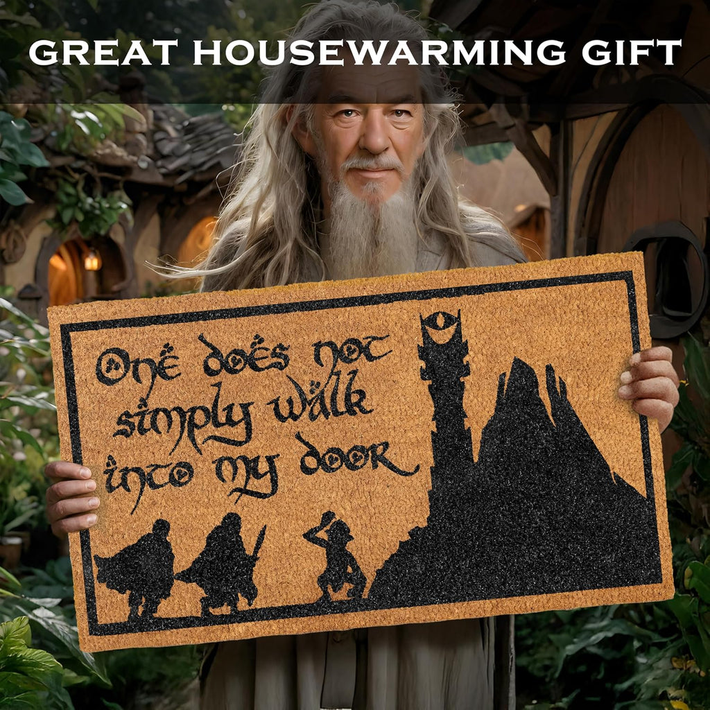 One Does Not Simply Walk to My Door Mat 30x17 Inch Trilogy Welcome Mat Coir | Funny Entryway Decor, Fantasy Fan Gift