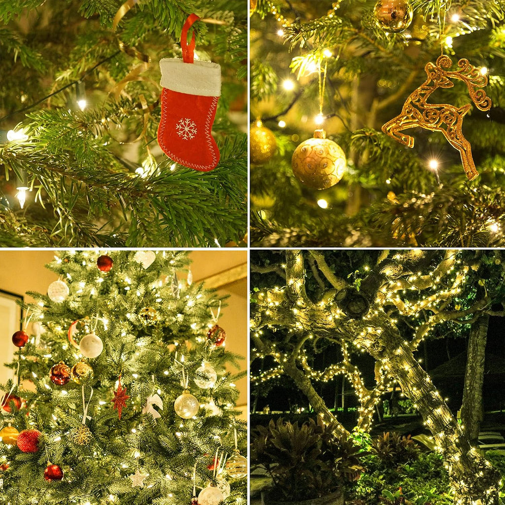 150 LED Warm White Christmas String Lights, 50 FT Green Wire, UL Certified Connectable, Xmas Lights Outdoor or Indoor