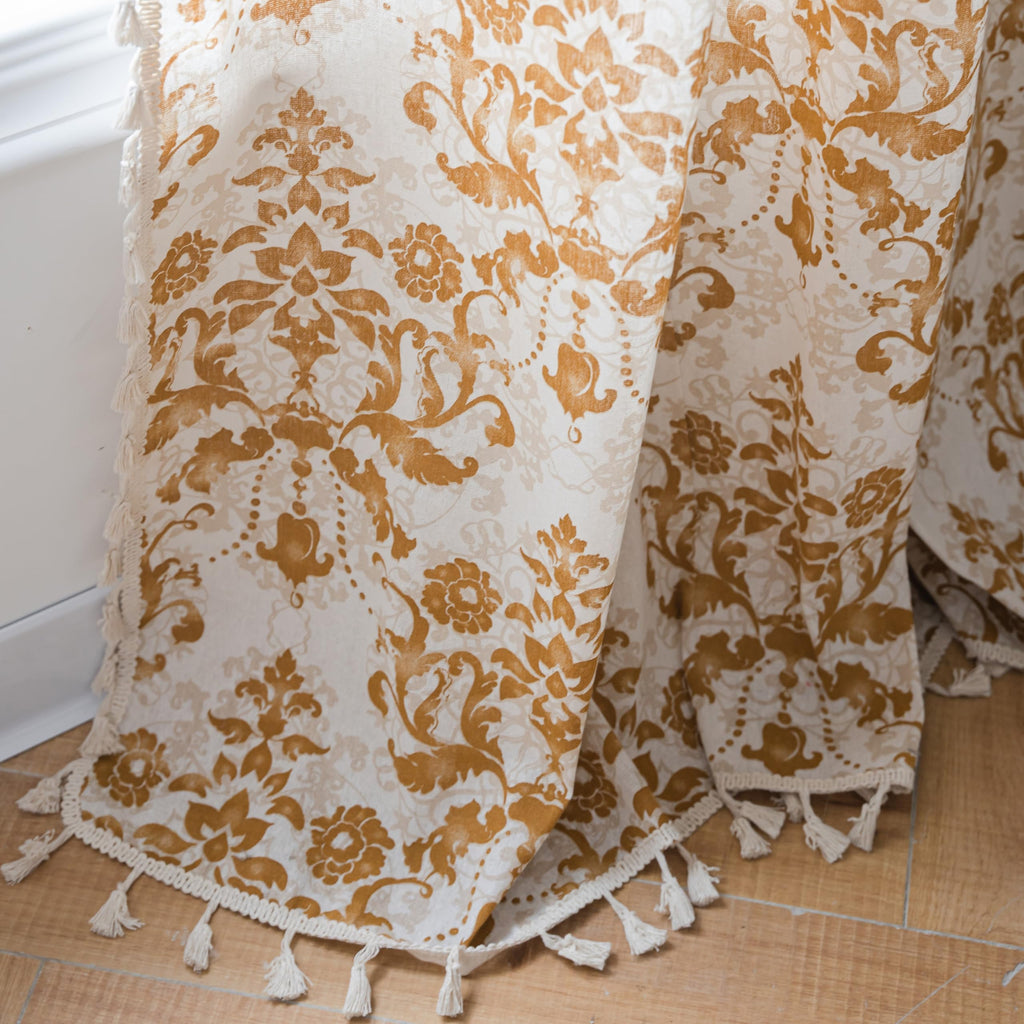 Boho Curtains Living Room 96 Inches Length Long, Printing Moroccan Cotton Linen Rod Pocket Vibe Farmhouse Bohemian