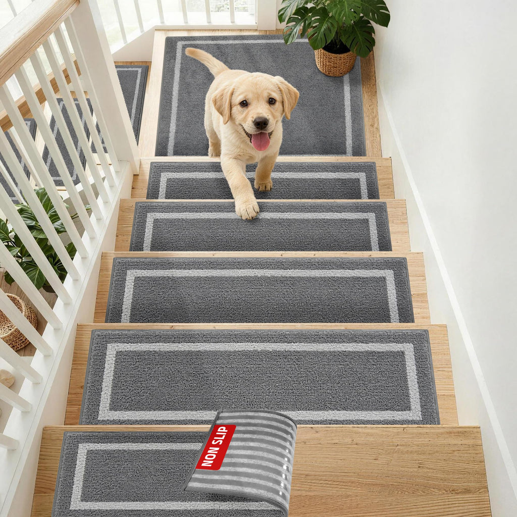 Soft Non-Slip Carpet Mat 28inX9in, 7pcs Grey
