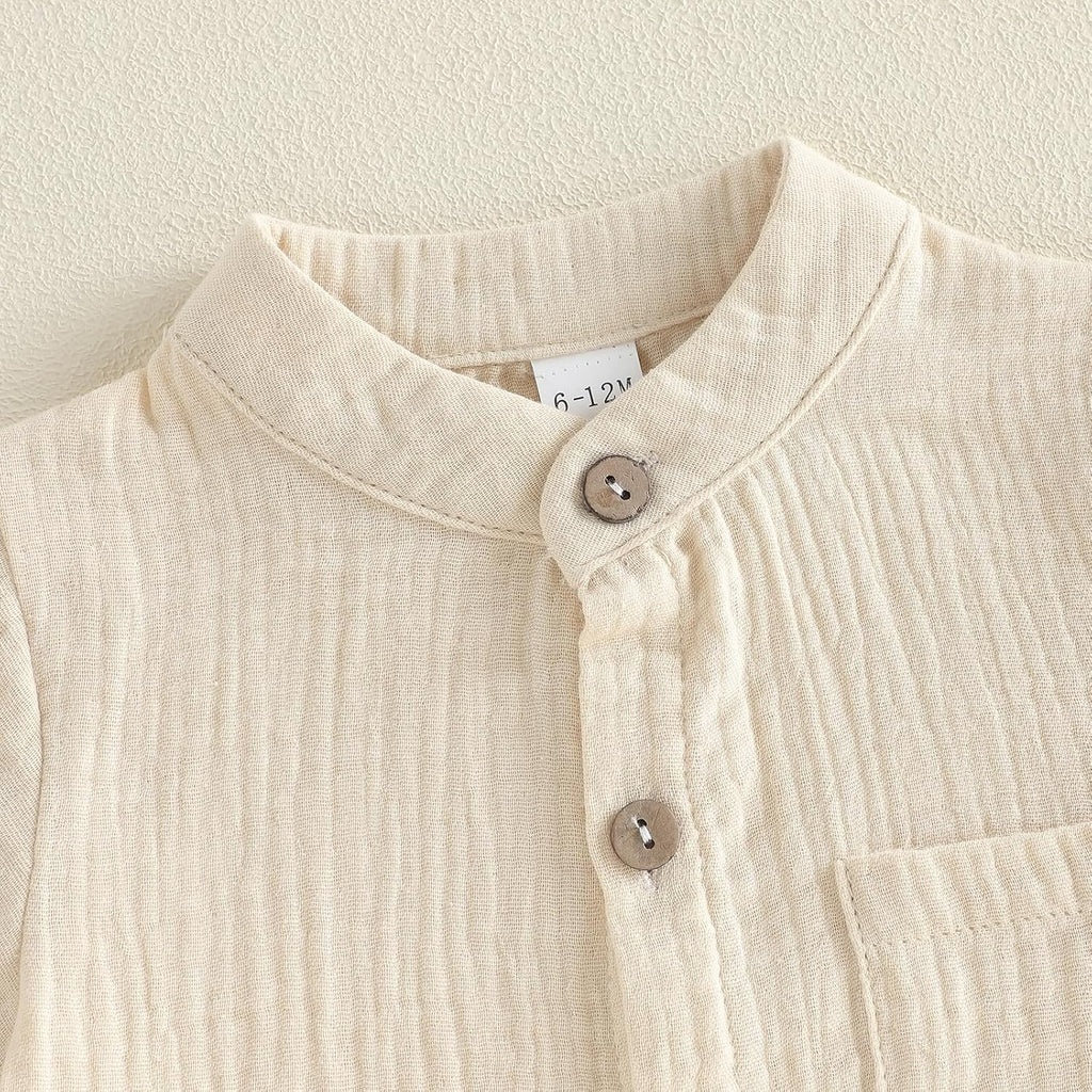 Toddler Baby Boy Shorts Set Summer Clothes Cotton Linen Short Sleeve Button-up Shirt and Shorts Spring Outfit