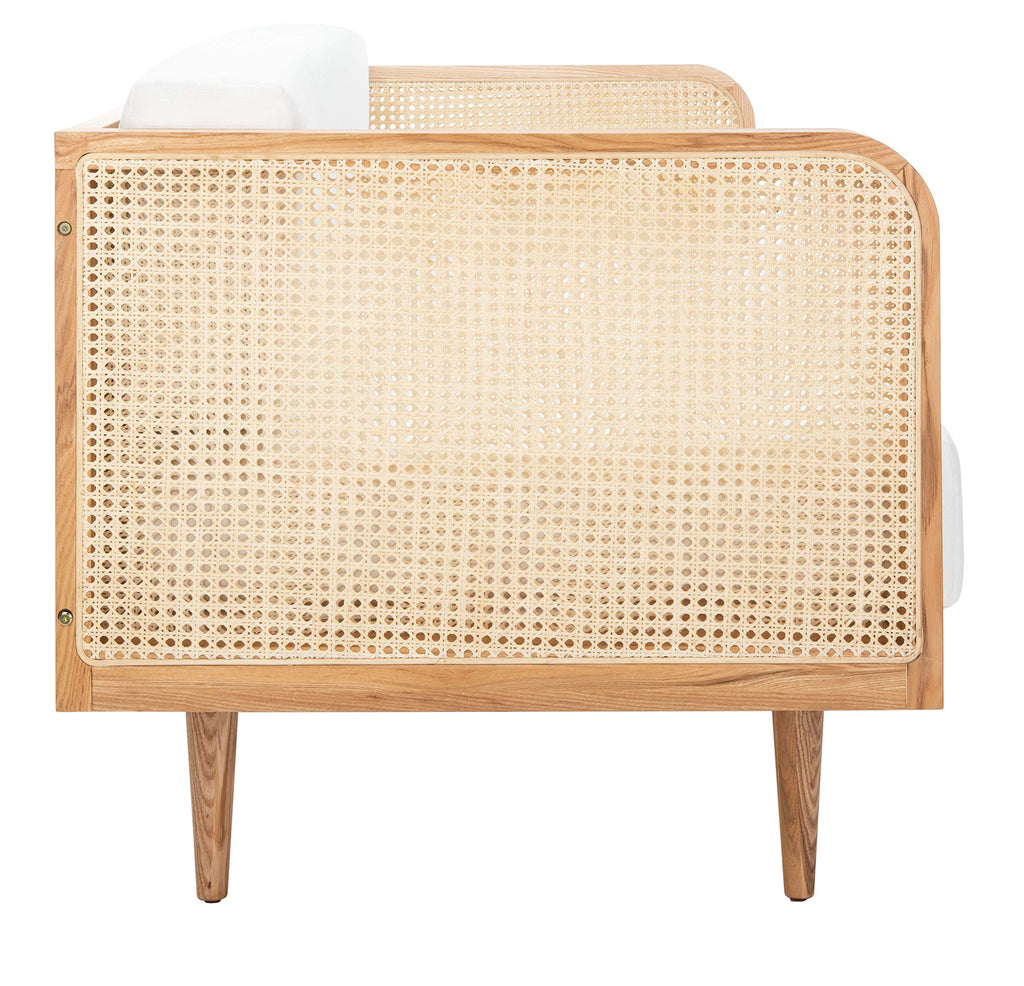 Couture Helena French Mid-Century Natural and Beige Rattan Daybed