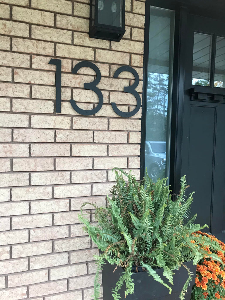 12 inch Large Modern House Numbers, black plastic with hardware included (8, Black)