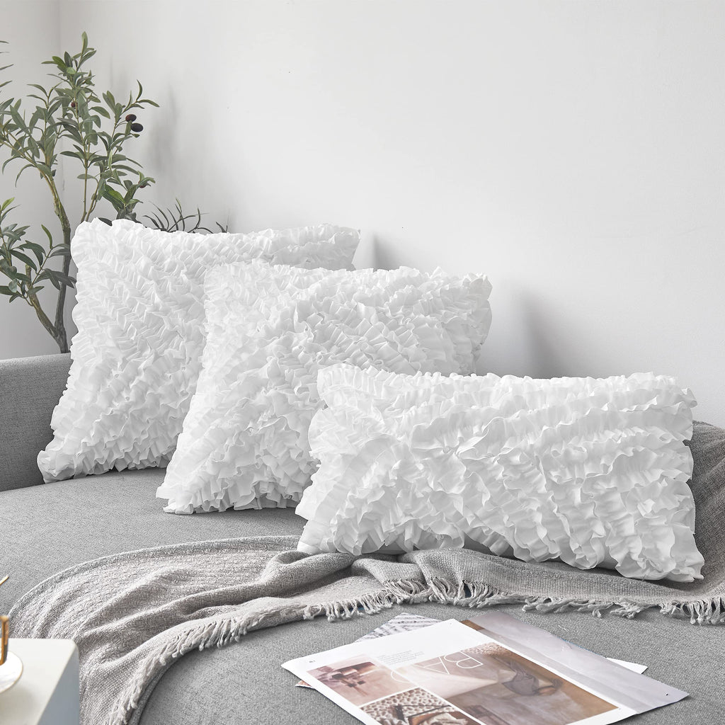 12 x 20 Throw Pillows with 100% Cotton Cover(Set of 2), Lumbar Support Pillow for Chair Bed Car, Rectangle Square