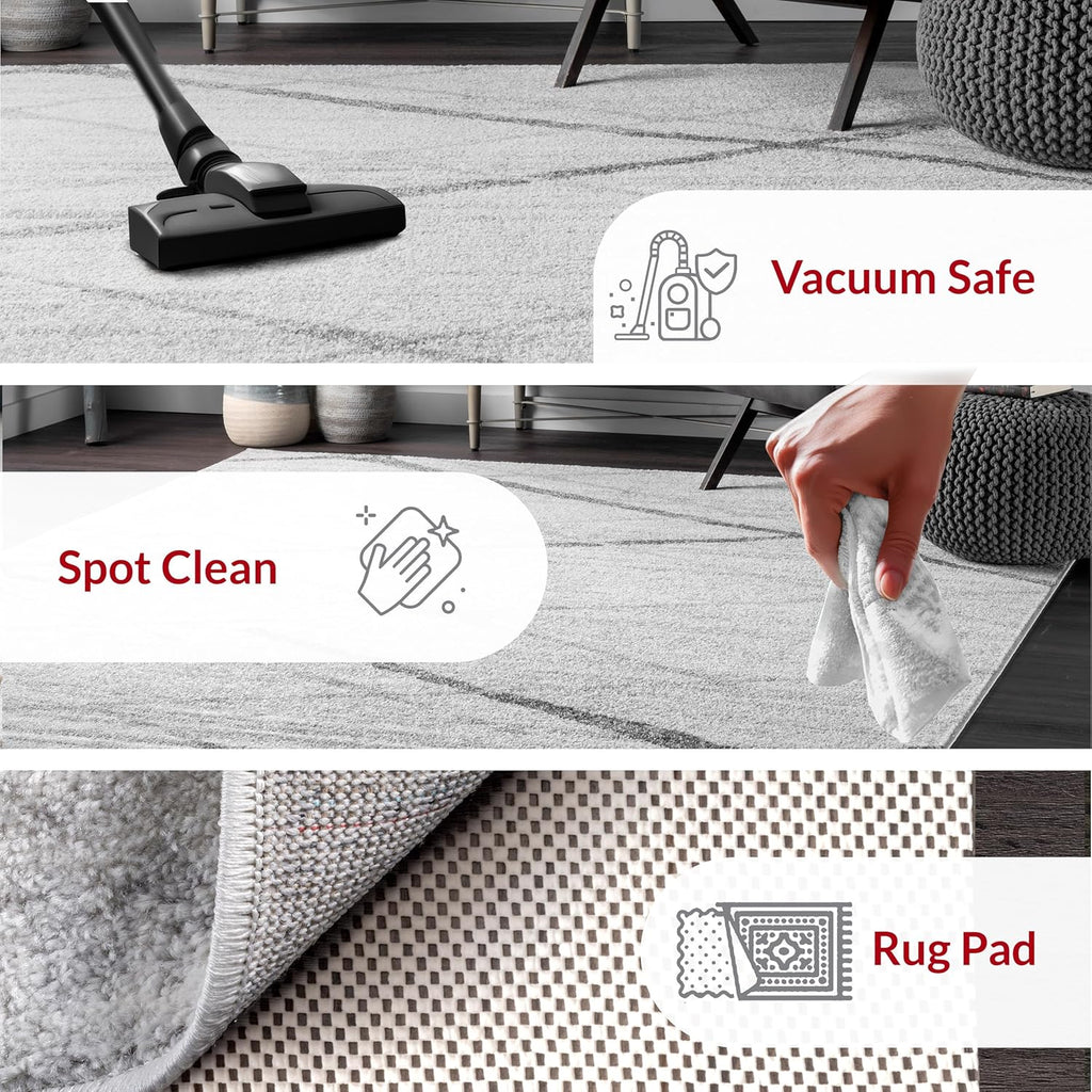 5x8 Thigpen Grey/Off-White, 5' x 8', Soft and Cozy, High Traffic, Stain Resistant, Easy Clean, Non-Shed, Durable Area Rug
