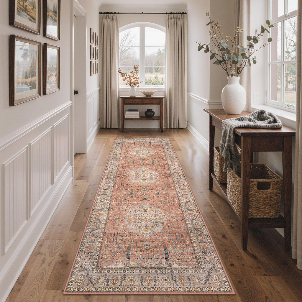 2x6 Non Slip Runner, Washable Kitchen Rugs Terracotta Brown
