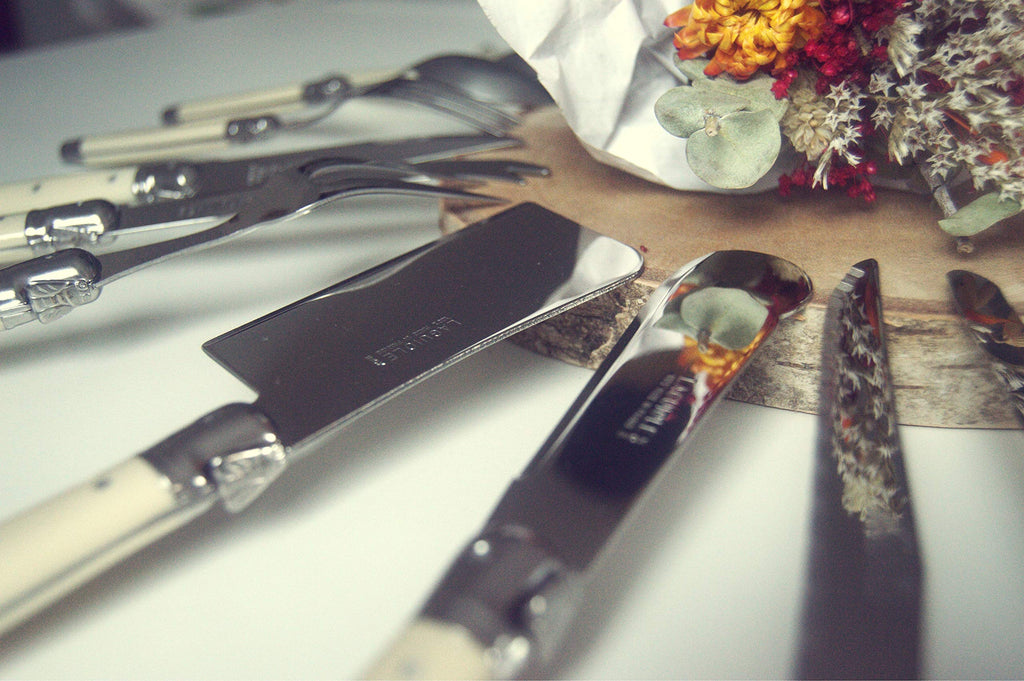 Laguiole Debutant 24 Piece Flatware Set, Steak Knives, Forks, Soup Spoons, Teaspoons, Black, Made In France...