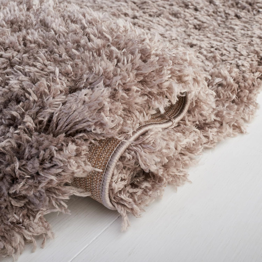 Polar Shag Collection Area Rug - 3' Square, Mushroom, Solid Glam Design, Non-Shedding & Easy Care, 3-inch Thick Ideal