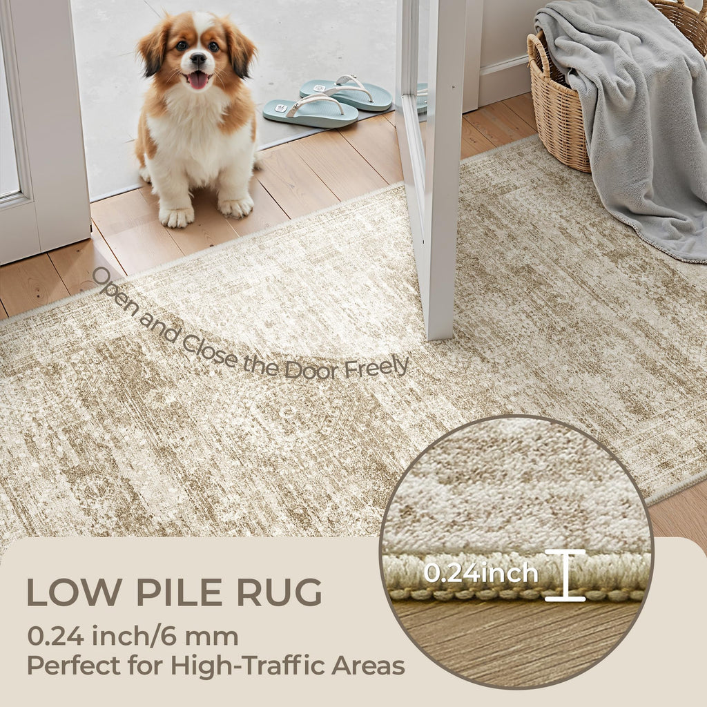 5x7 Area Rugs, Large Washable Rug, Brown