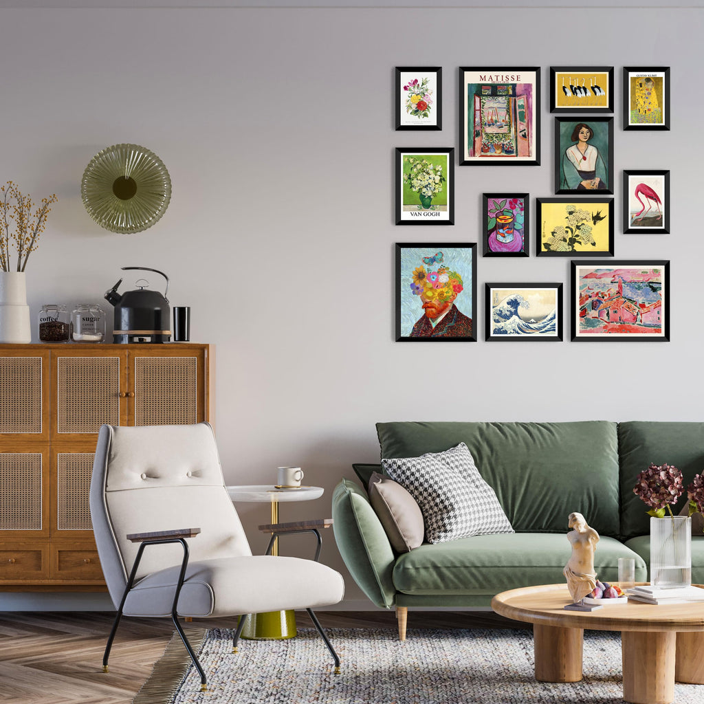 12 Pcs Eclectic Wall Art Decor FRAMED, Eclectic Home Decor, Retro Maximalist Decor Aesthetic, Vintage Wall Art