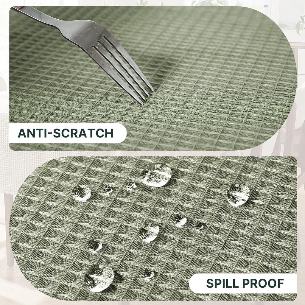 Rectangle Tablecloth Waffle Textured Waterproof Table Cloth Stain Resistant Wrinkle Free Washable De