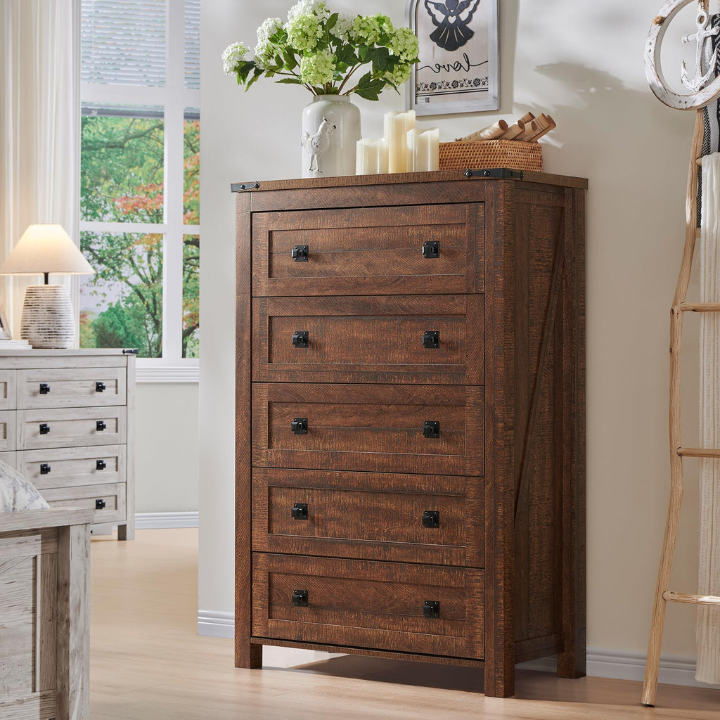 48" Tall Farmhouse 5-Drawer, Reclaimed Barnwood
