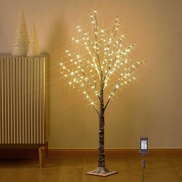 Lighted Snow Dusted Twig Tree with 200 LED Fairy Lights 4FT for Indoor Outdoor Home Thanksgiving Christmas Holiday