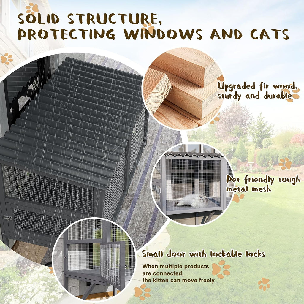 Cat Catio, Cat Window Perch for Indoor Cats, Cats Enclosure Windows