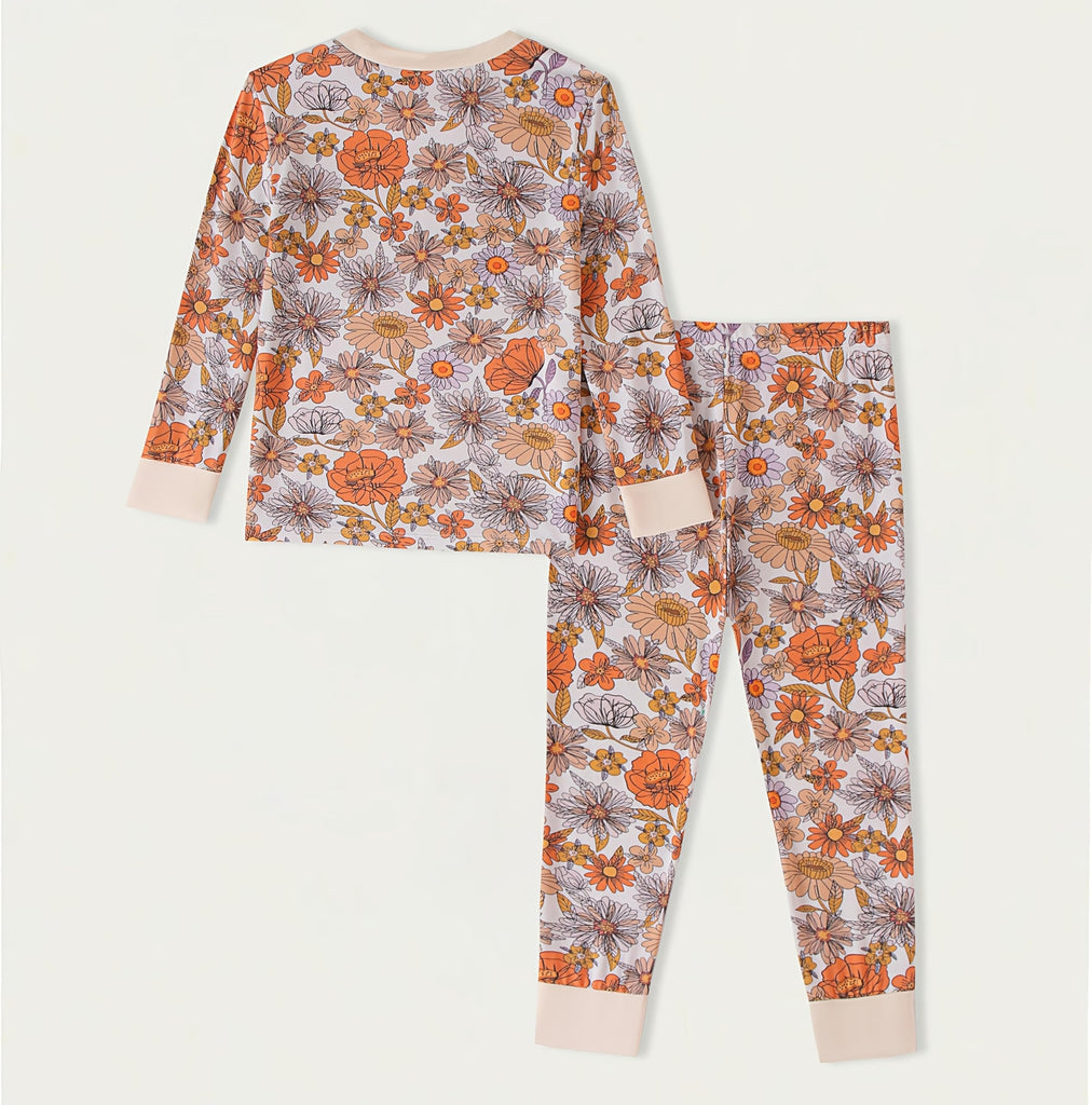 Toddler Kids Soft Bamboo Viscose Long Sleeve Top and Pants Cloth Set- Piece Boys Girls Outfit(Withered