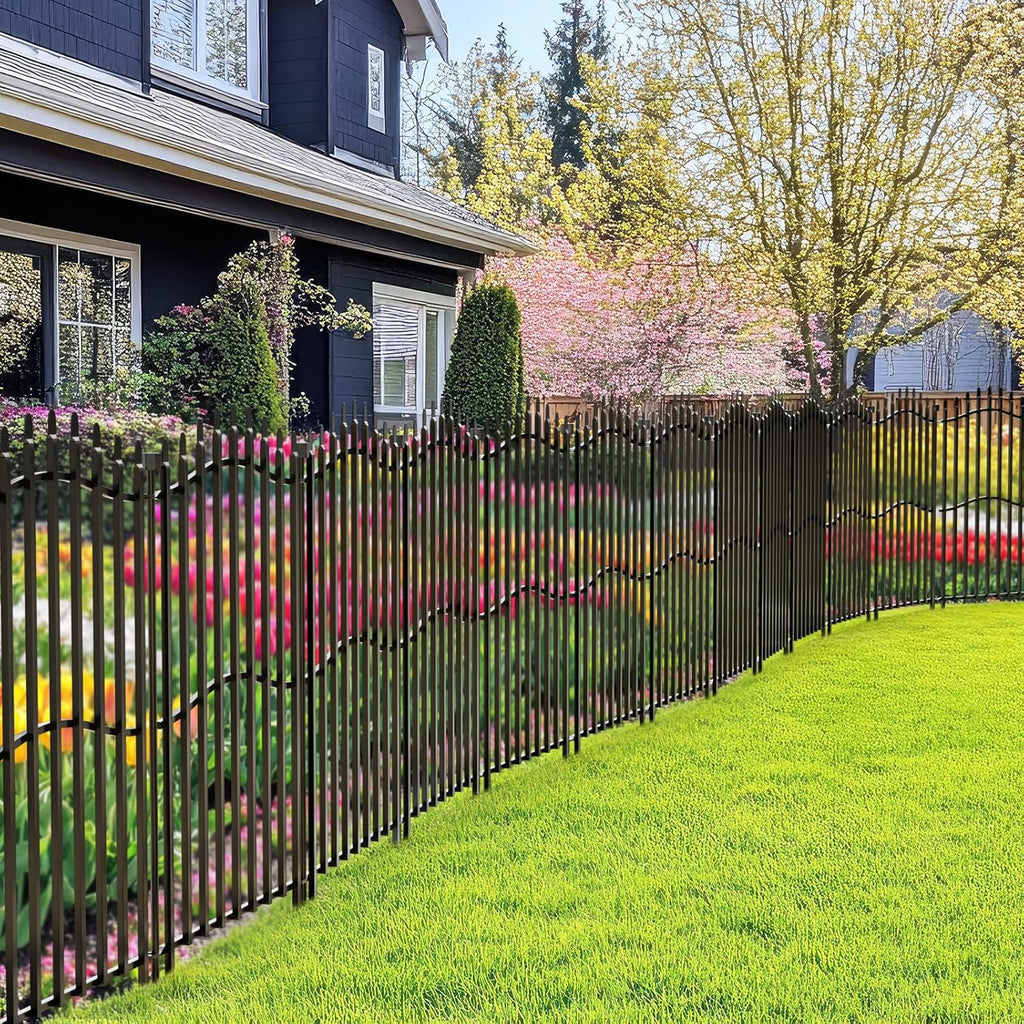 10 Panels No Dig Decorative Garden Fence with Gate - 40in H x 22.5ft L, Duty Square-Tall Heavy Duty Square Tube