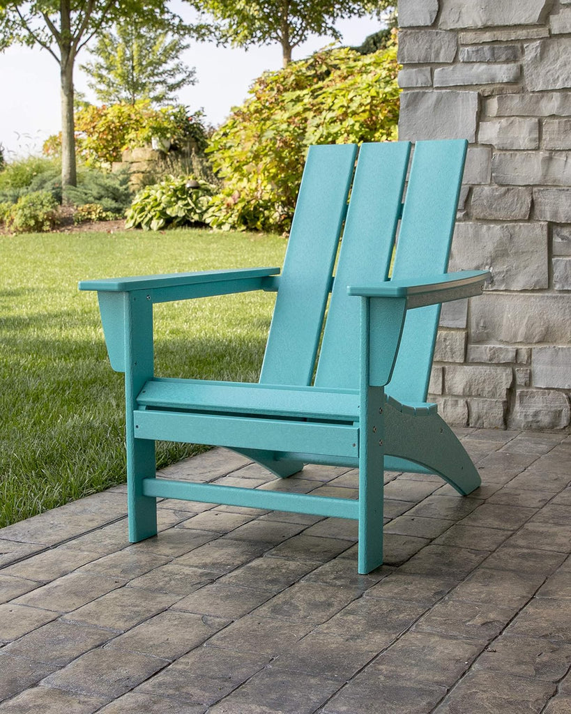 Modern Adirondack Chair - All-Weather Outdoor Lawn Adirondack Chairs - HDPE, Fade-Resistant & Durable Outdoor