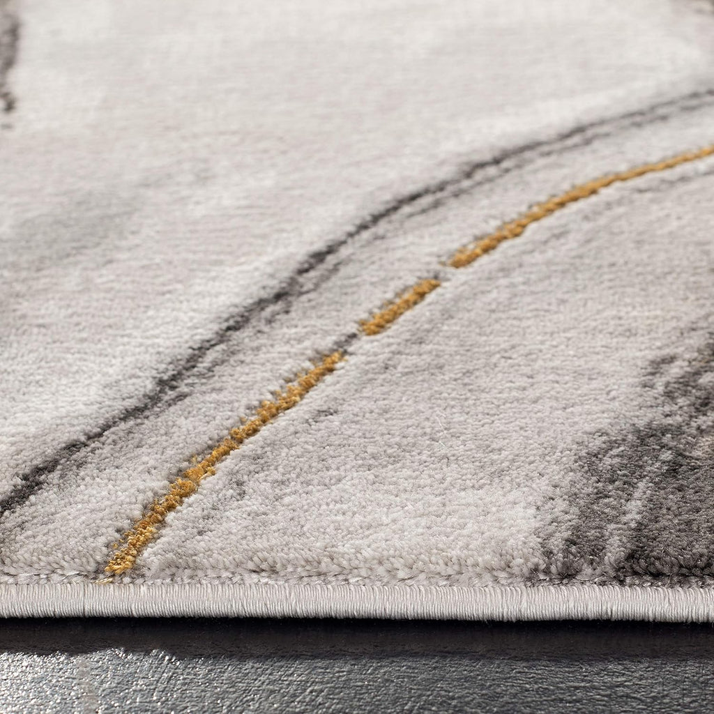 9x12 Craft Collection Area Rug - 9' x 12', Grey & Gold, Modern Abstract Design, Non-Shedding & Easy Care, Ideal for High
