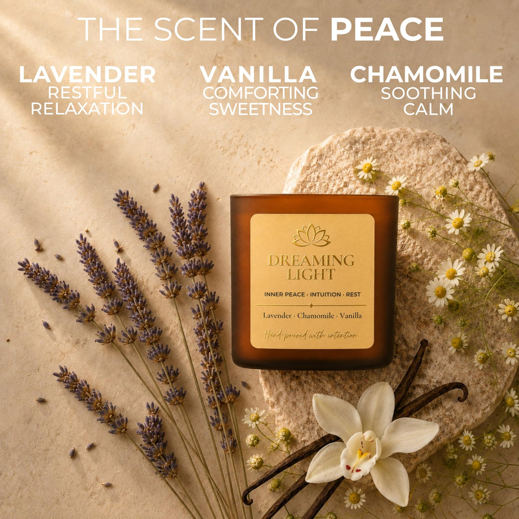 Dreaming Light Crystal Candle for Peace, Intuition & Rest