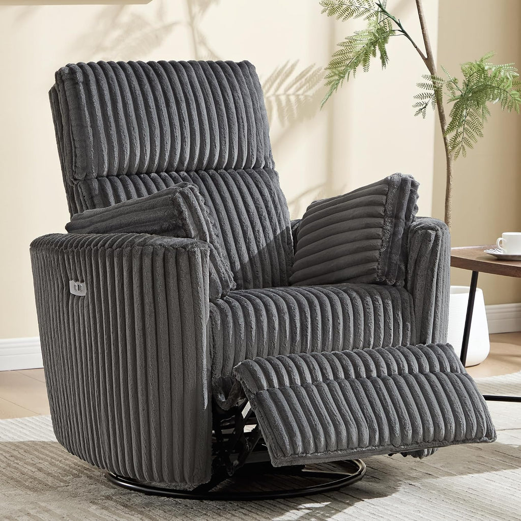 Power Recliner,Nursery Swivel Glider Rocking Chair with USB Port,Upholstered Adult Electric Recliner Rocking Chair