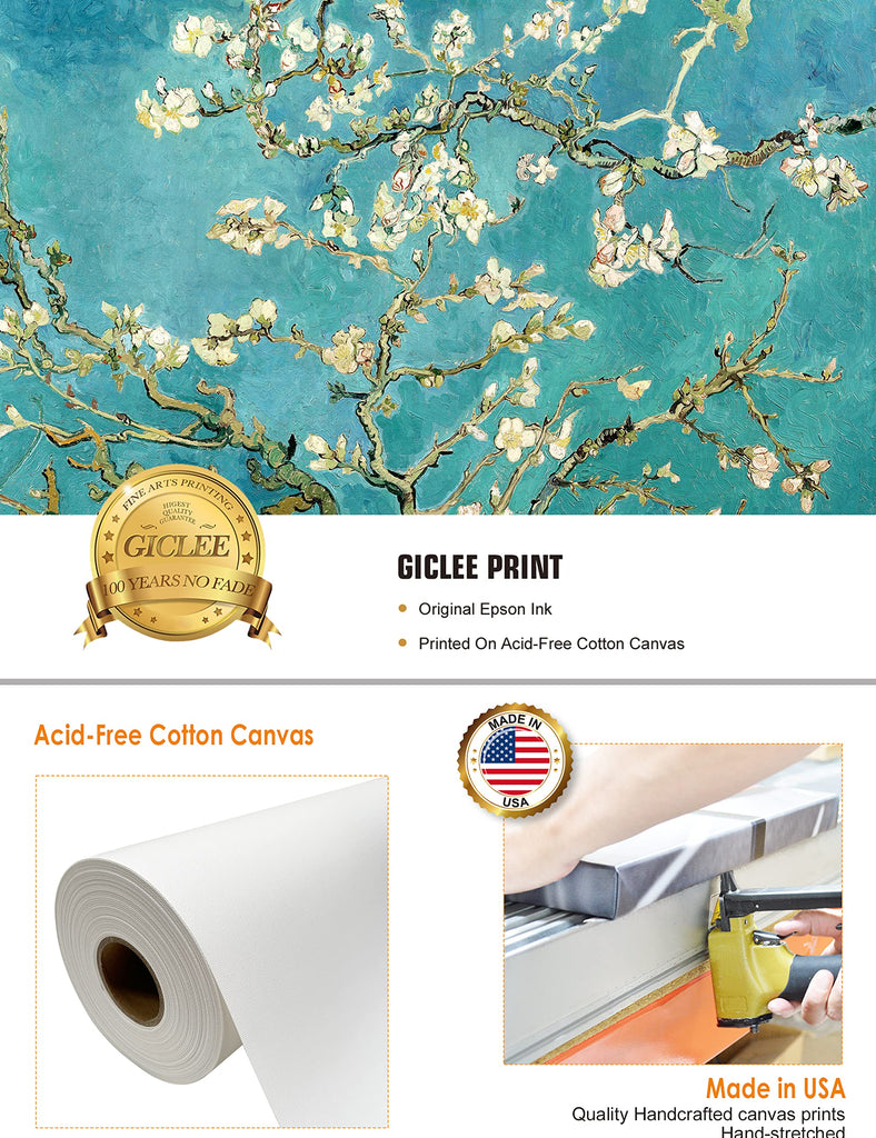 Almond Blossom Tree - Vincent Reproduction. Giclee Canvas Prints Wall Art Decor 30x24