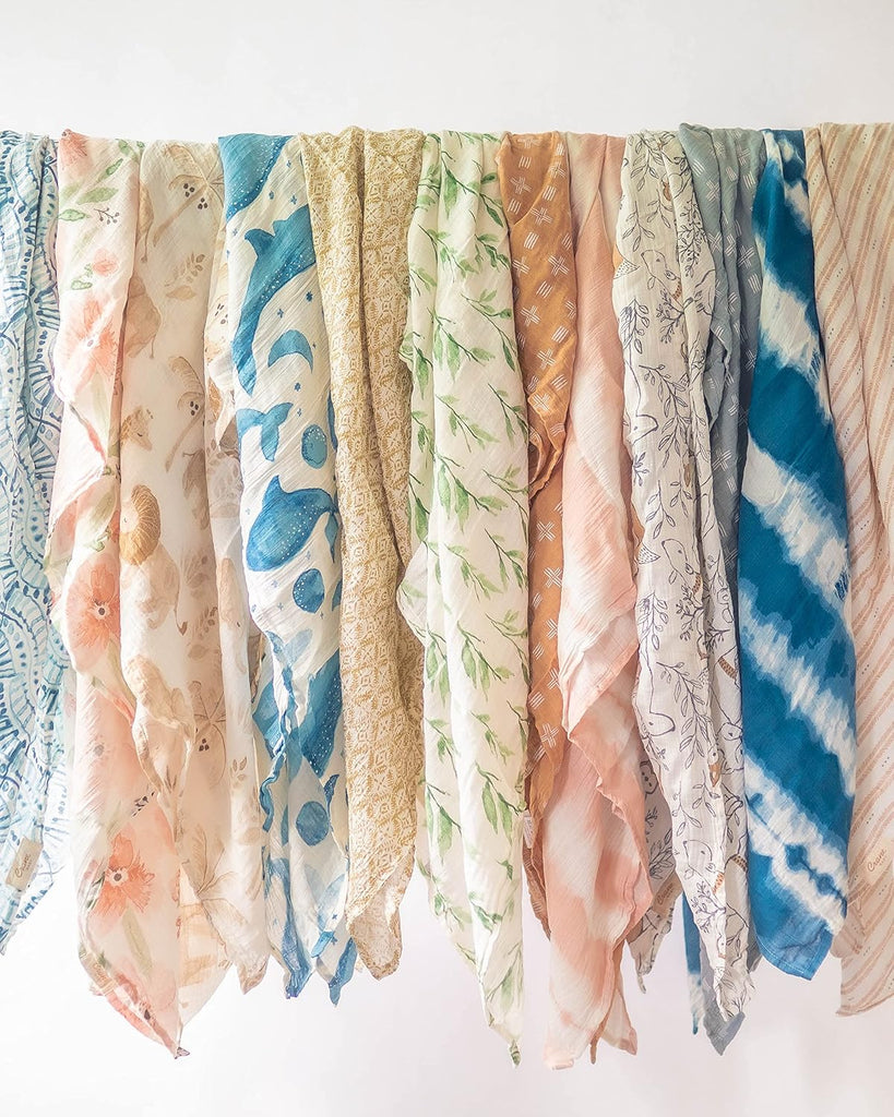 100% Cotton Muslin Swaddle Blankets, Parker Pink Floral, Baby Blanket, Set of 2, 47" x 47", Swaddles for Newborns